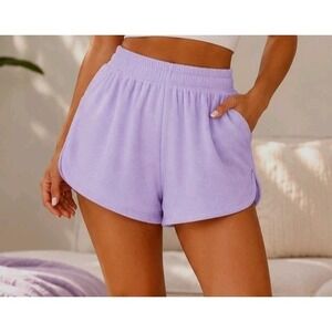 NEW NoBo No Boundaries Terrycloth Shorts Purple Womens Juniors Small Stretches